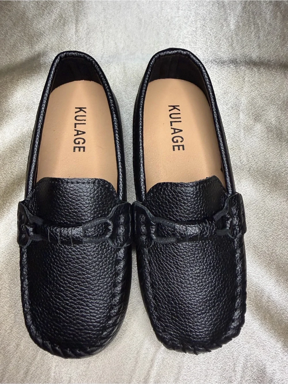 KULAGE Black Pebbled Leather Slip-On Loafers for Size Boys 12.5 NWOT